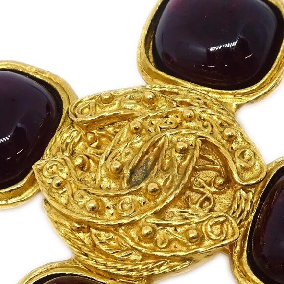 Chanel Gripoix Brooch Pin Gold Red 94A 176510 - Picture 4 of 4